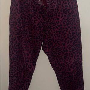 Red and Black Skinny Jeans with Bold Animal Print